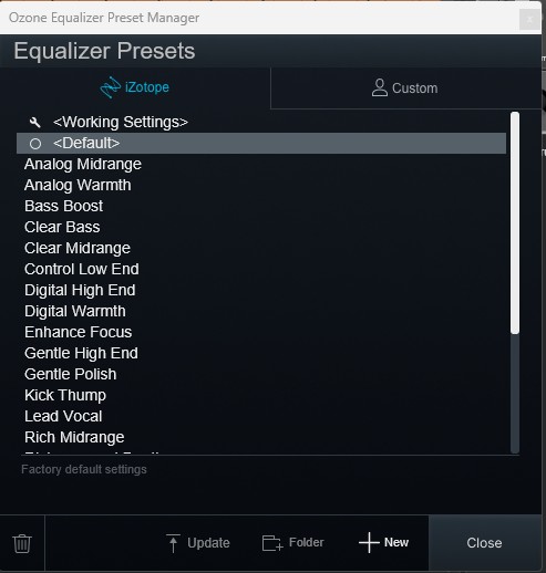 Preset Manager Ozone 11