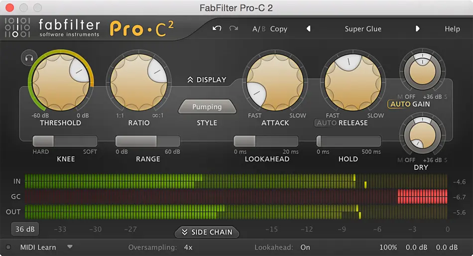 FabFilter Pro-C 2 - Detailed interface
